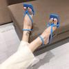 Square toe with sandals female sexy versatile open toe stiletto high heels women's shoes large size 41