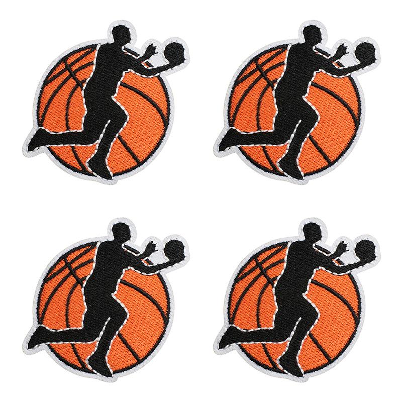 10pcs Wholesale Sports Theme Embroidered Patches On Clothes Jackets Cartoon Basketball Decoration Iron On Patches For Clothing 