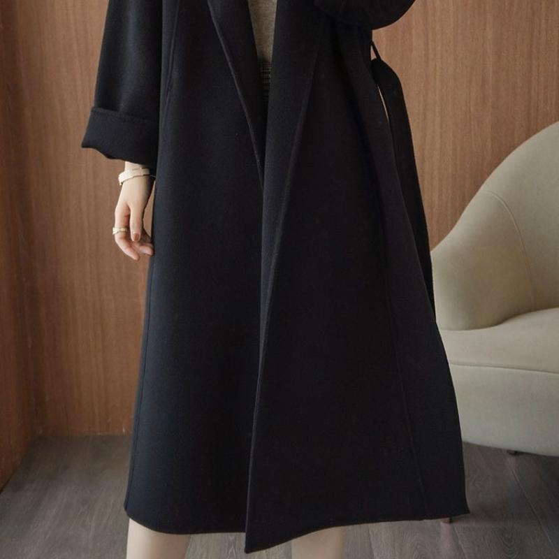Autumn Winter Long Over-the-Knee Loose Plus-Size High-End Woolen Coat for Women
