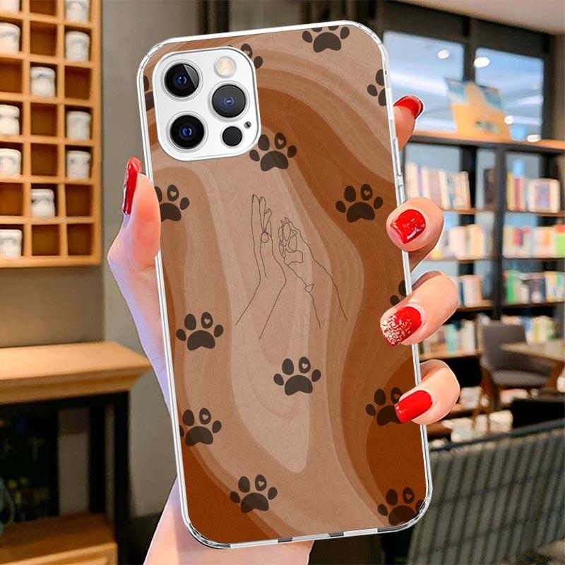 Dog Footprint Paw Cute Cover Phone Case For iPhone 16 17 Air 15 14 Pro Max 16E Phone Case 13 Mini 12 11 7 SE 8 Print Pattern Fit