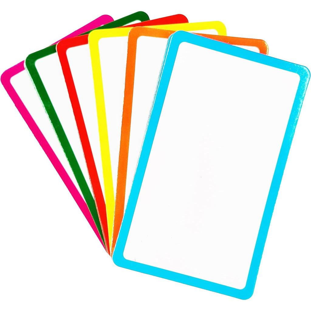 6pcs 7.9×3.5 Inches Magnetic Dry Erase Tags – Color Border Blank Cards, Reusable Magnetic Name Labels for Home, Office, Classroom