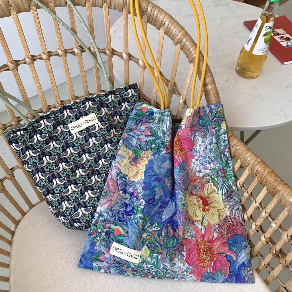 Ocean Flower Blue Canvas Tote - Women's High-End Shoulder Bag, Lazy Style, New Design.