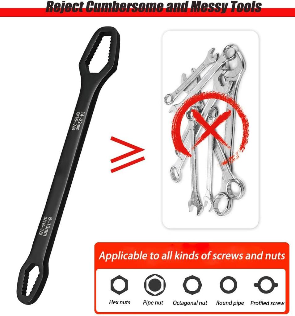 3mm-22mm Universal Multifunctional Wrenches Set Adjustable Double-head Torx Wrench Self-tightening Spanner Hand Tools