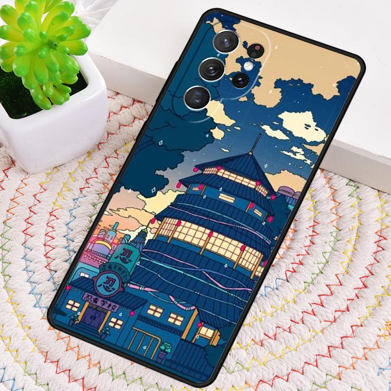 Neon Village Bathhouse Night Silicone Phone Case For Samsung Galaxy note 10 pro S26 S25 S24 S23 S22 S21 Plus S25Ultra Capa Cover