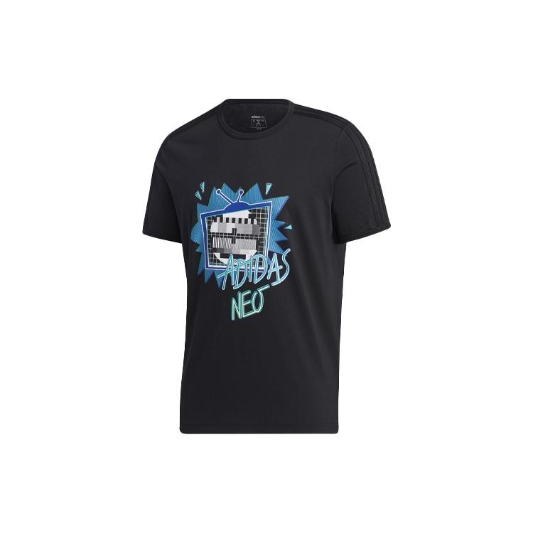 adidas neo Funny Printing Sports Round Neck Short Sleeve Black Men s GM2340 L