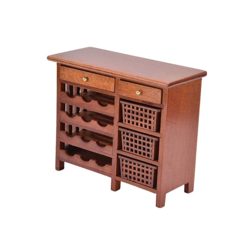 

Винная витрина для кукольного домика с замысловатой детализацией для миниатюрной мебели масштаба 1/12, композиция для сцены столовой 1