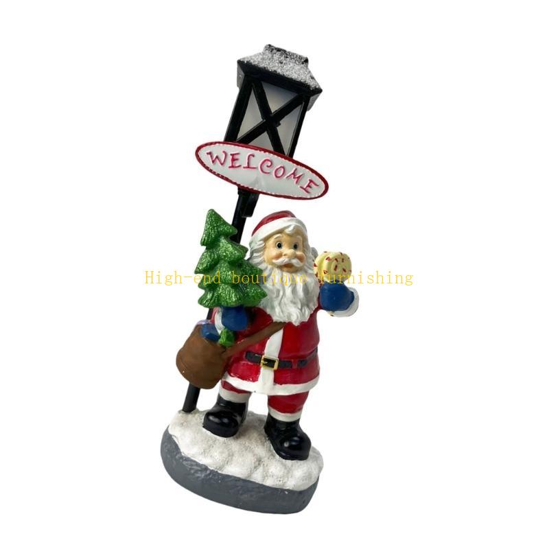  Glowing Satas Snowmans with Lampost Christmas Decoration LED Light Indoor Seasonal Adornment