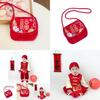 Charming Red Coin Purse For Kids With Breathable Material And Festive Print Design