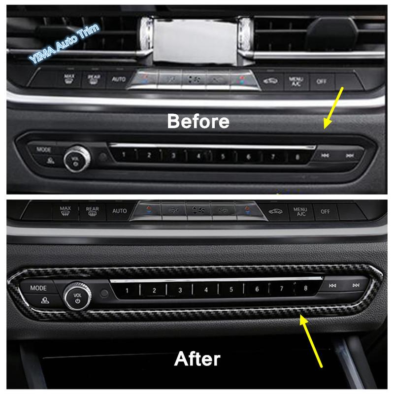 Safety Seat Belt Buckle / Pillar B / Gear Shift Box Panel Cover Trim For BMW X5 G05 X7 - Carbon Fiber Look Interior