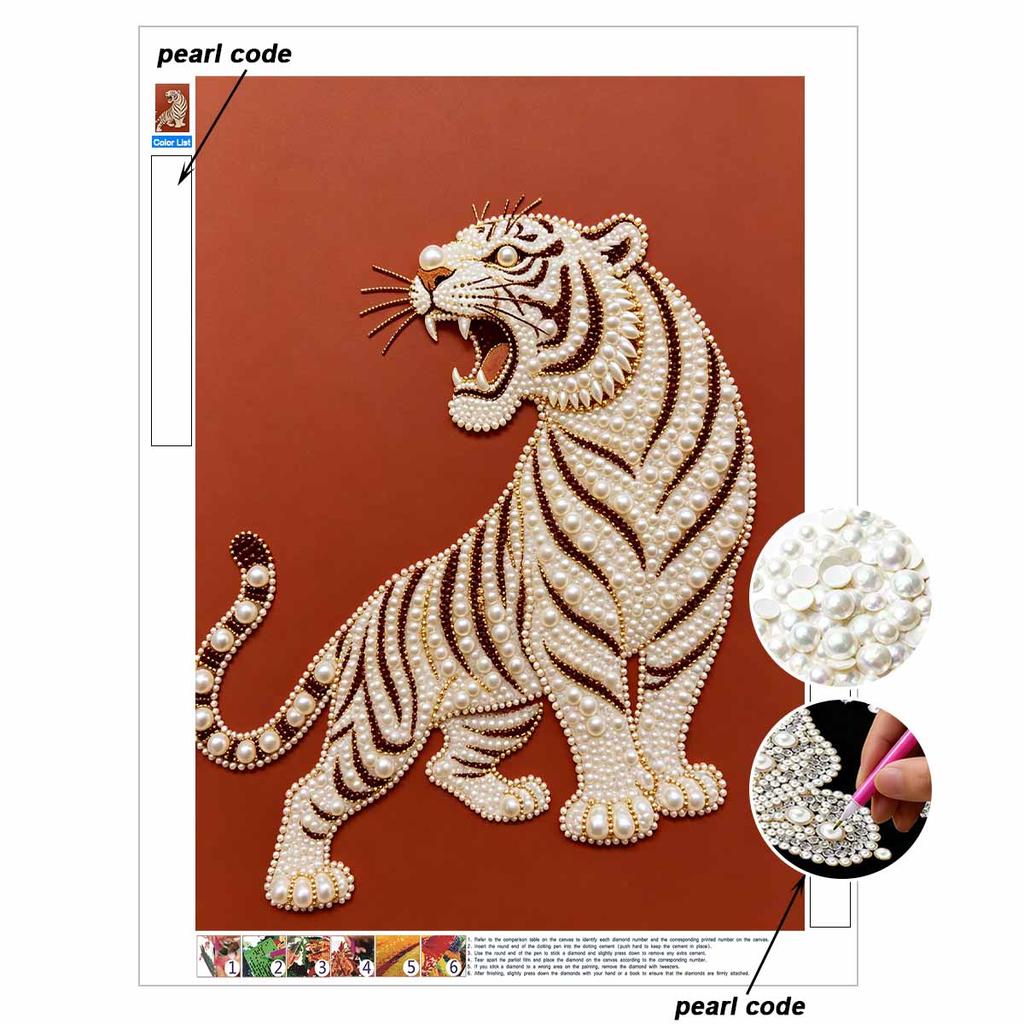 DIY Pearl Embroidery Diamond Painting Kit Majestic Tiger Sparkling Beads Art Craft Handmade Decoration Gift for Home Interior Wall Decor