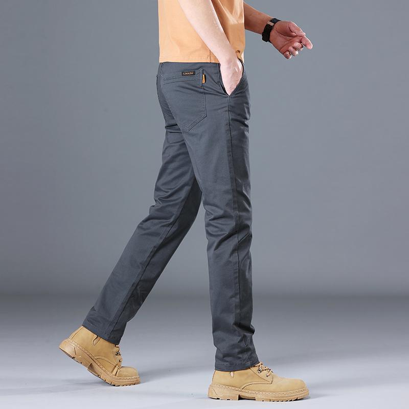 Men's Pure Cotton Classic Solid Color Casual Pants Business Stretch Slim Straight Brand Trousers Male