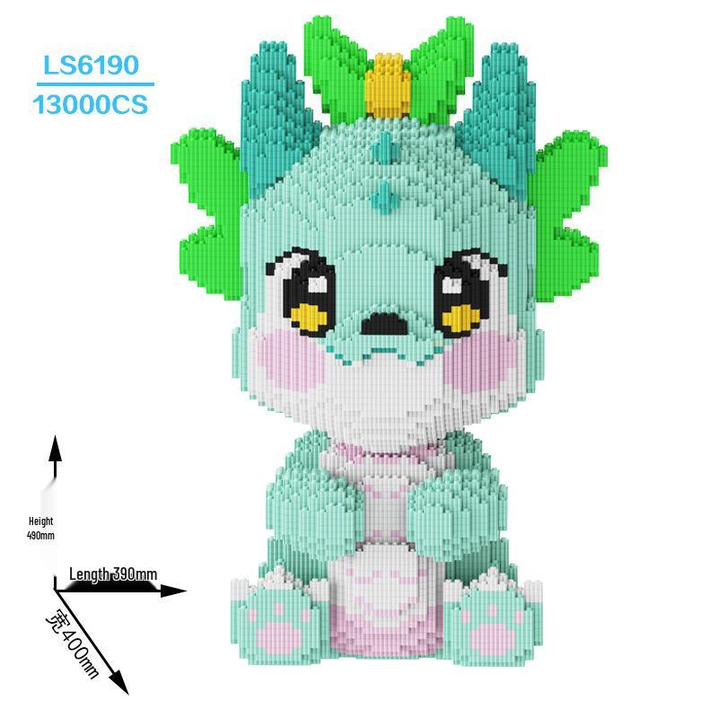 Guochao Chinese Dragon Large Educational Building Blocks - Qilin Puzzle Ornament, High-Difficulty Fortune Dragon Toy Gift