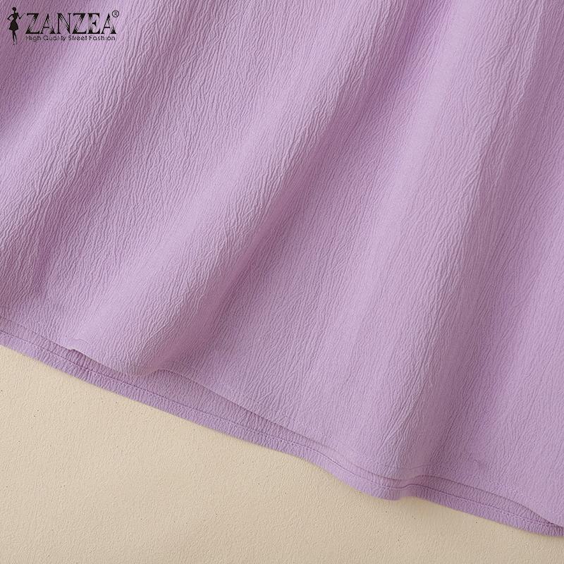 ZANZEA Bluză simplă casual pentru femei cu gât pătrat, mâneci 3/4 largi