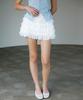 HYFVE Lined Pants Lace Tiered Elastic Mini Skirt
