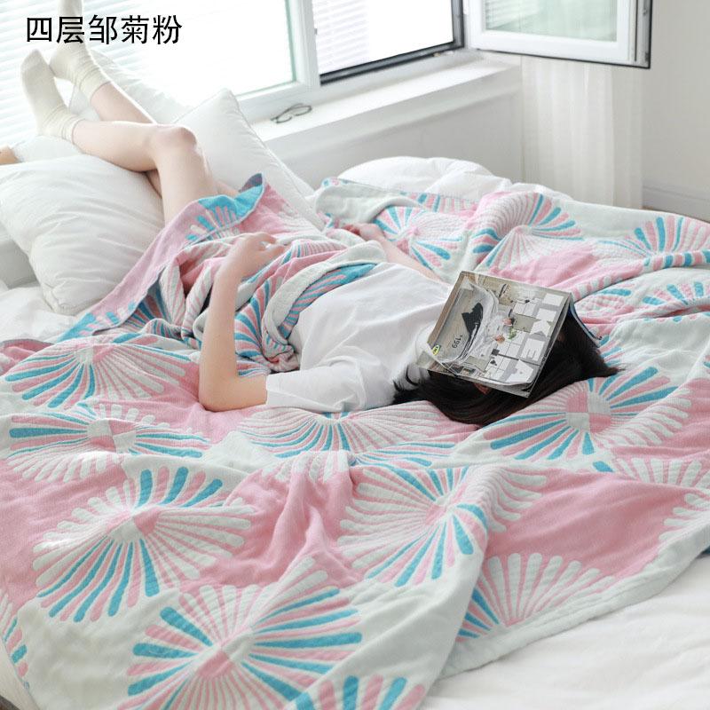 HOLAROOM Baumwollgaze-Handtuch-Musselin-Decke Überwurf Plaid Print Decken Erwachsene auf dem/Bett/Sofa/Flugzeug/Reise Tagesdecke Bezüge