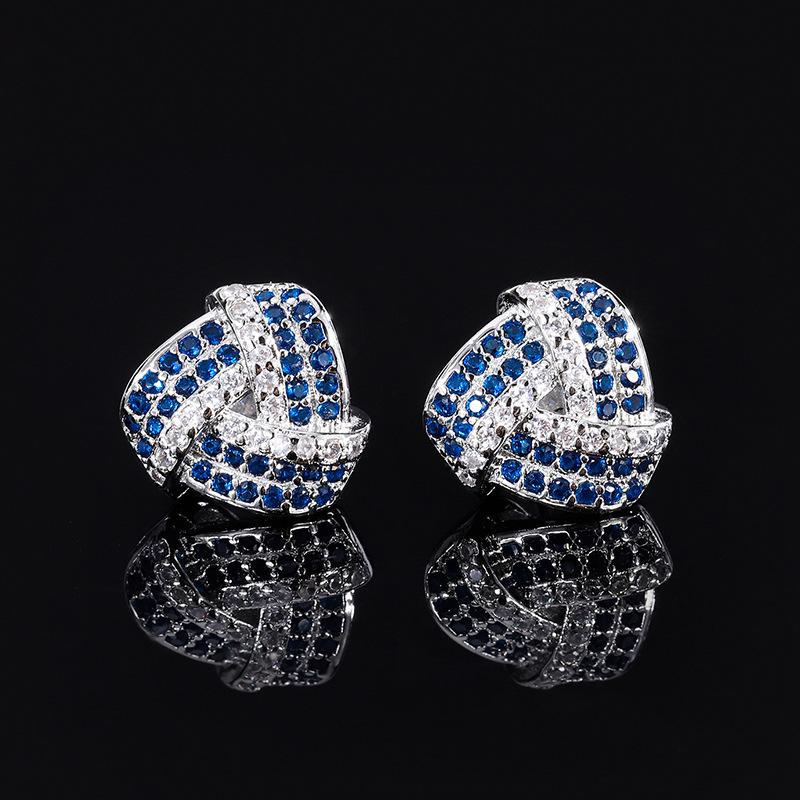 

Новые модные легкие роскошные серьги-гвоздики с геометрическим дизайном, цветные серьги-гвоздики с бриллиантами цвета морской волны для женщин