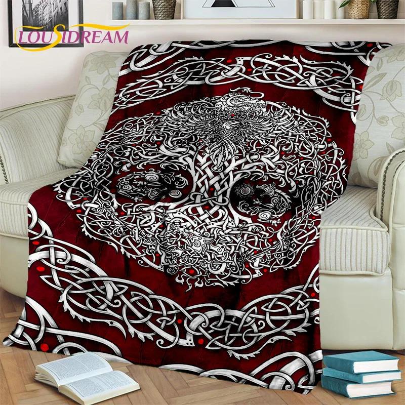 Wikinger-Decke mit nordischer Mythologie, Fenrir-Krähe, Flanell-Überwurf, Decke für Zuhause, Schlafzimmer, Bett, Sofa, Picknick, Büro, Wandern, Freizeit, Nickerchen, Geschenk