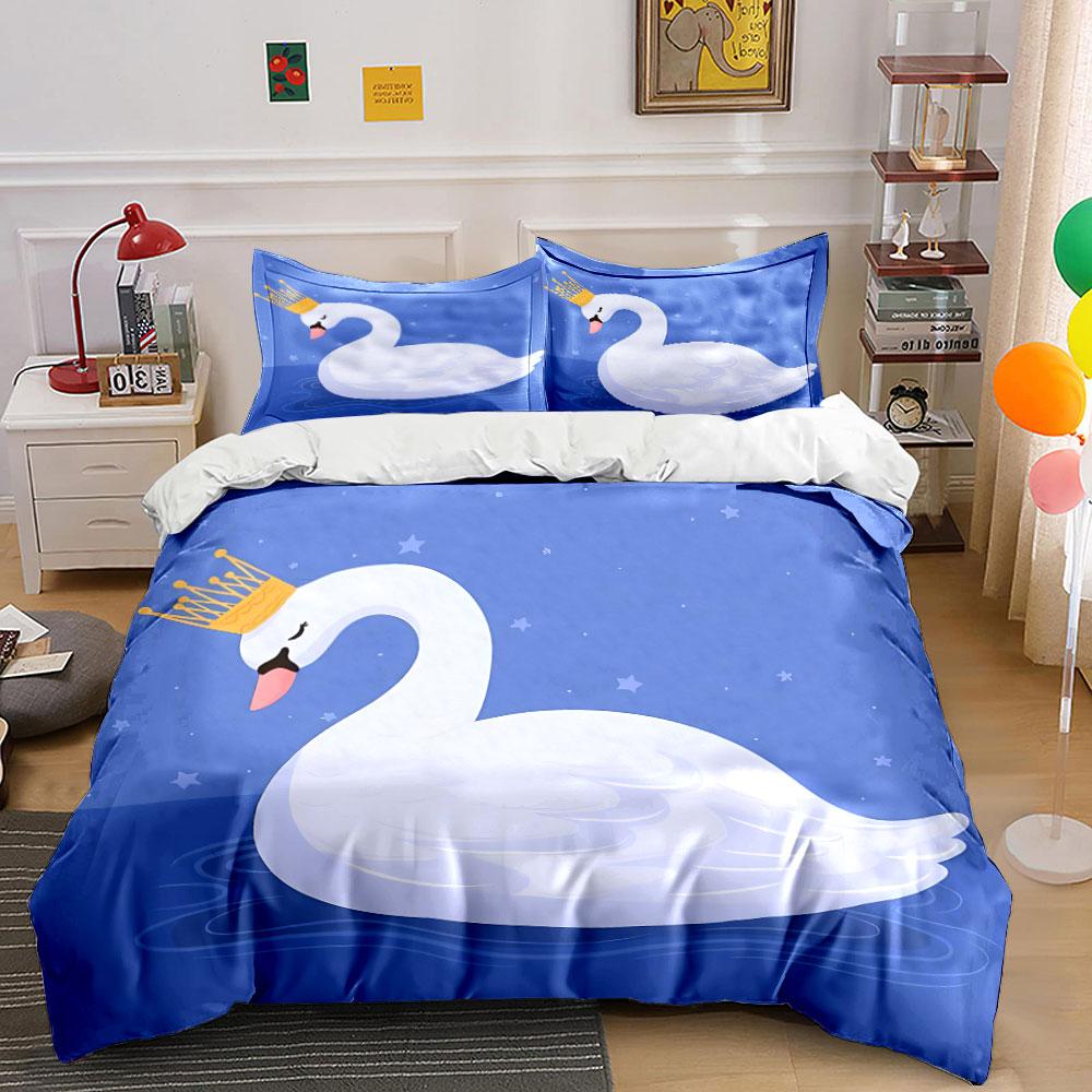 Elegant Swan Bedroom Decor Set Multiple Sizes Kid'S And Adults' Bedroom Exquisite 3Pc Bedding Set, Gift