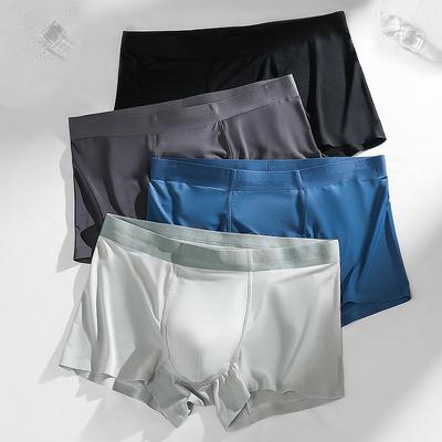 Douyin Panties Ice Silk Men'S Boxers Seamless Sticker Breathable Summer Thin Four-Corner Ice Silk Men'S Panties