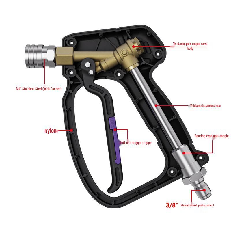 High-Pressure 4500PSI Anti-Tangle Multi-Functional Car Wash Spray Gun