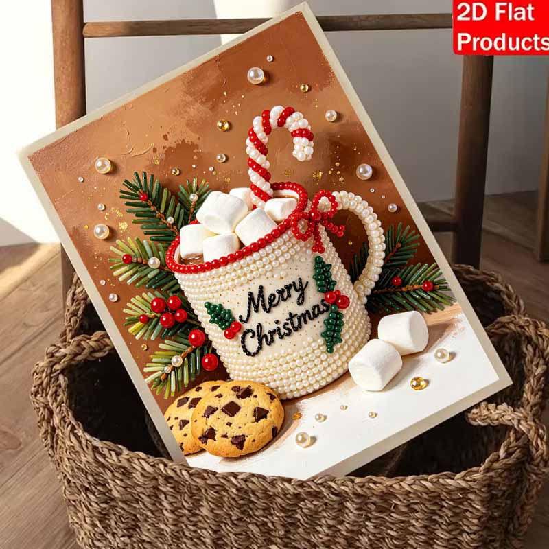 DIY rahmenloses Perlenmalerei-Set Frohe Weihnachten Gemütliche Wohnkultur 3D glänzende Perlenkunst Leinwand Entspannendes Bastelgeschenk für Erwachsene