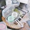 1pcs Candy Color Contact Lens Cases Simple Transparent Portable Eye Contacts Lenses Holder Box Case with Tweezers Wearing Tools