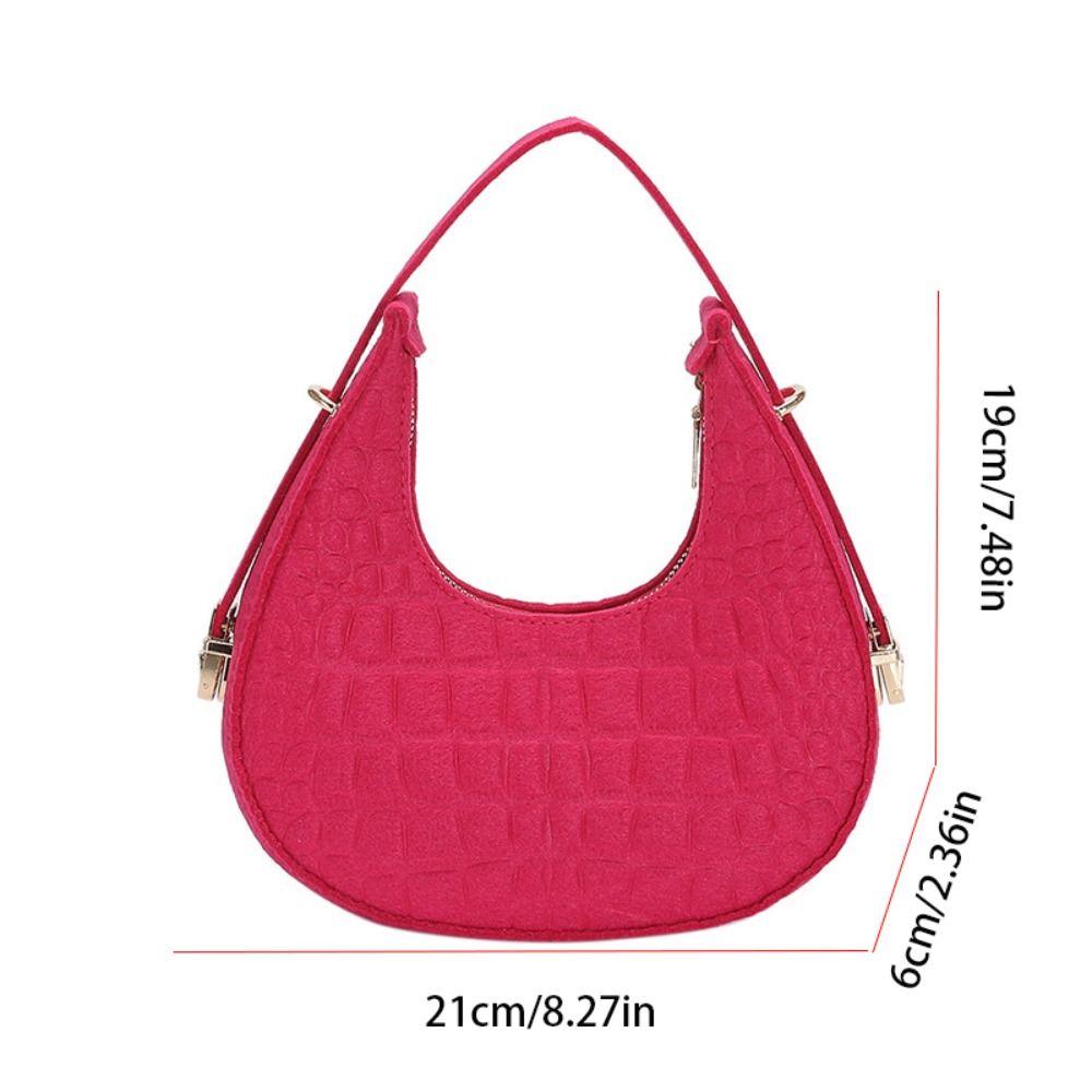 Shoulder Pouch Crescent Bag Solid Color Felt Handbag Simple Cloth Shoulder Bag  Girls