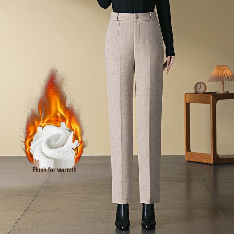 Petite Women s High-Waist Wool Suit Pants - Winter Straight-Leg Casual Style 31