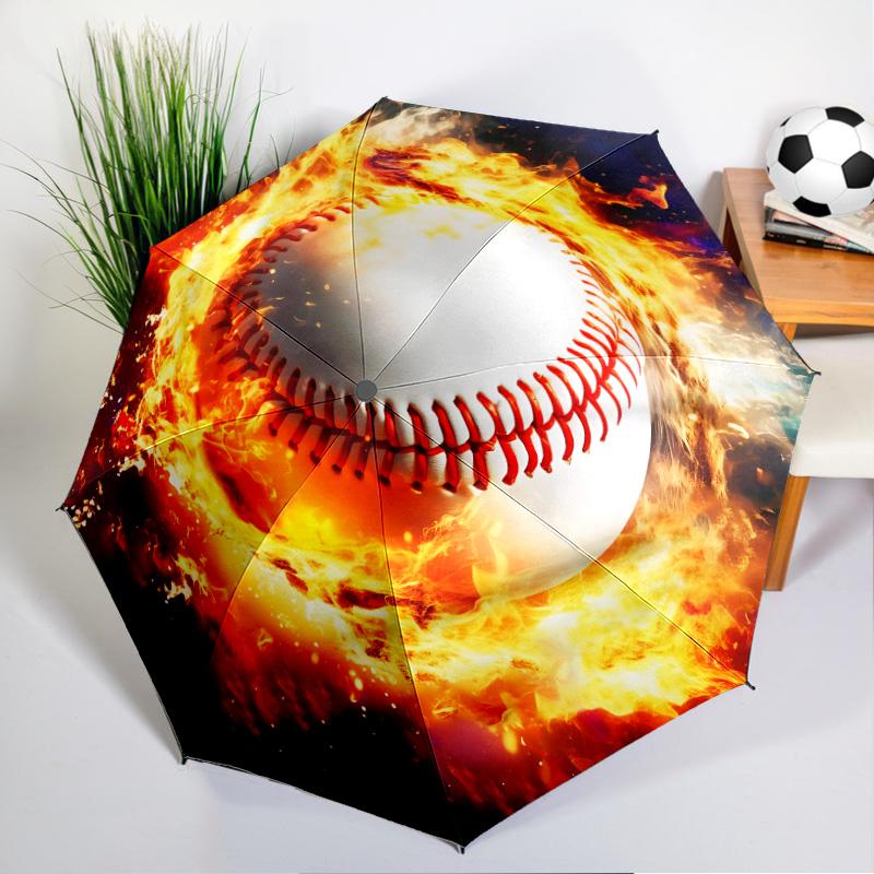 Soccer Ball Bursting Through Umbrella Folding Umbrella, Automatic Umbrella 8-Frame for Travel, Camping Use Gift for Halloween Christmas