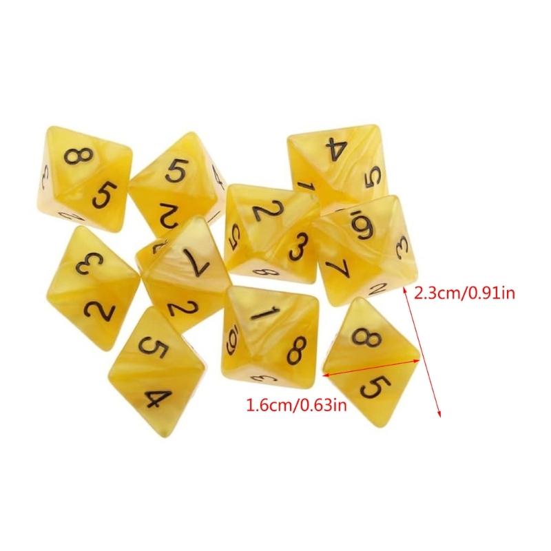 10Pcs 8-Sided Acrylic Dices Marble Pattern Polyhedral Dices for Table Game