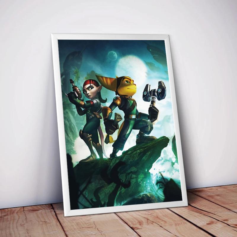 Ratchet N Clank Cartoon Fan Art Poster Canvas Painting Cartoon Kids Room Aesthetic Wall Decor Ratchet N Clank Anime Decoration