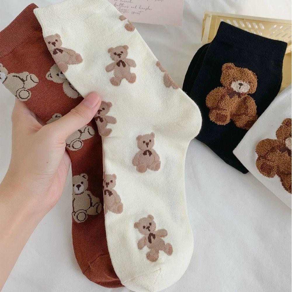 Comfortable Floor Socks Cartoon Bear Mid Socks Fashion Warm Socks