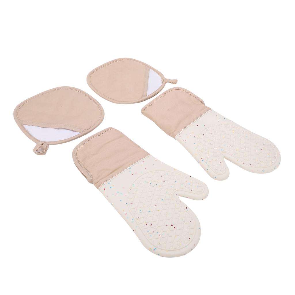 Oven Mitts Pot Holders Set 500 Degrees F Silicone Kitchen Oven Gloves Potholders Anti Slip Washable for Cooking Baking