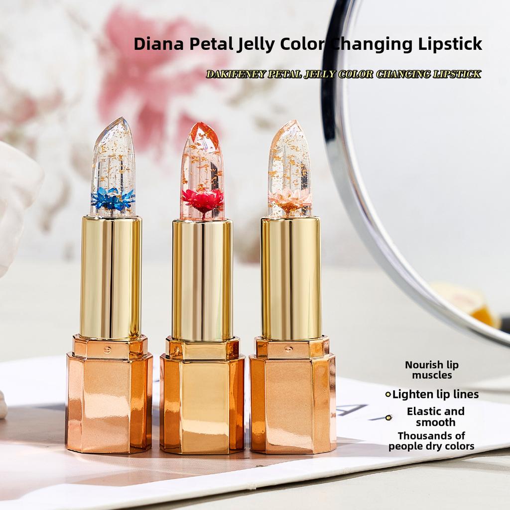 Lotus Flower Jelly Lipstick Color Change Moisturizing Repair Anti-Crack Long-Lasting Non-Stick Temperature Sensitive Lip Care
