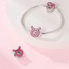 New 925 Silver Princess Pink Shining 12 Constellation Lucky Charms Beads Fit Pan Bracelets DIY Gifts Fine Jewelry