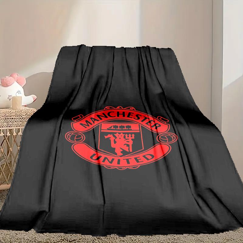 1pc Digital Print Nap Blanket, Manchester United Manchester City Blanket for Home Use, All Season Warmth, Christmas and Valentine's Day Gift Blanket