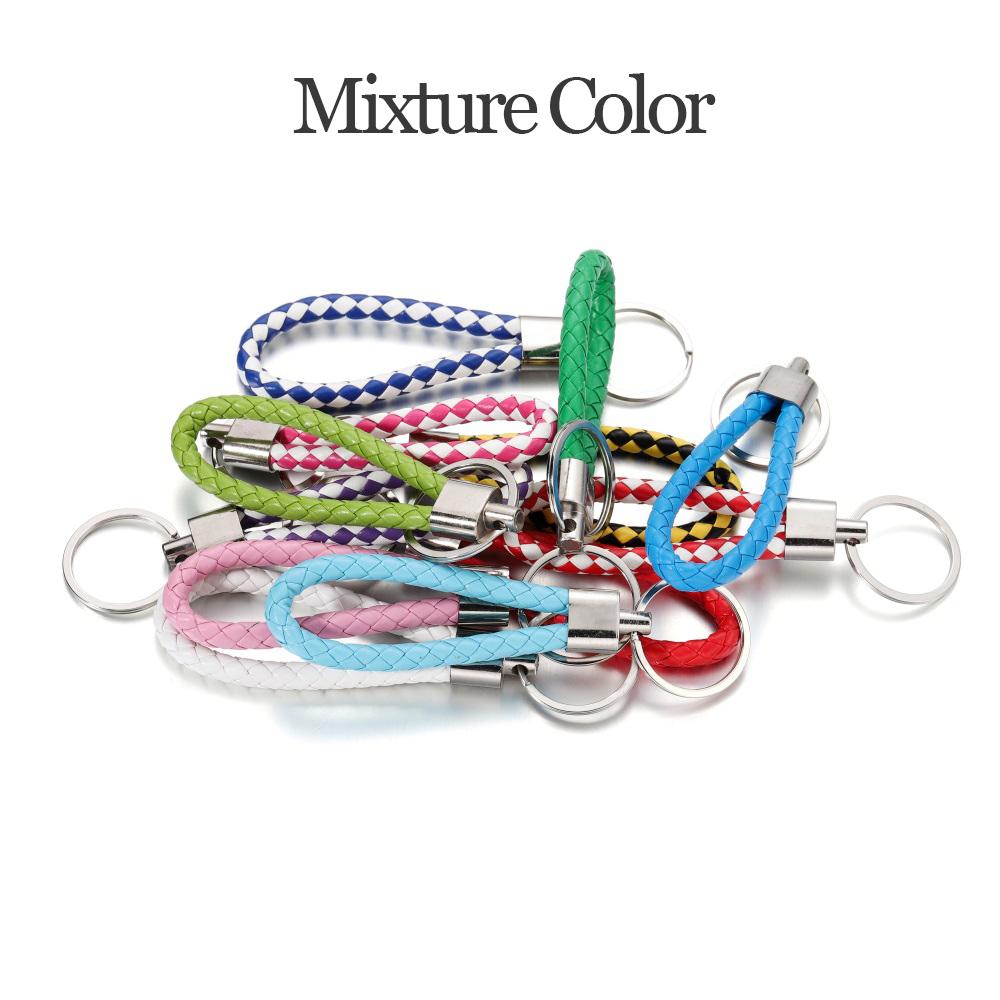 5Pcs/Pack PU Leather Braided Woven Rope Keychain DIY Bag Pendant Key Chain Holder Car Keyring Simple Multiuse Key Holder Gifts
