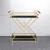 Champagne Gold 2-Tier Bar Cart with Sintered Stone
