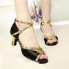 Latin Dance Shoes  Satin Sandal Ladies Latin Dancing Shoes Pro Soft Sole High Heels Comfortable Stable