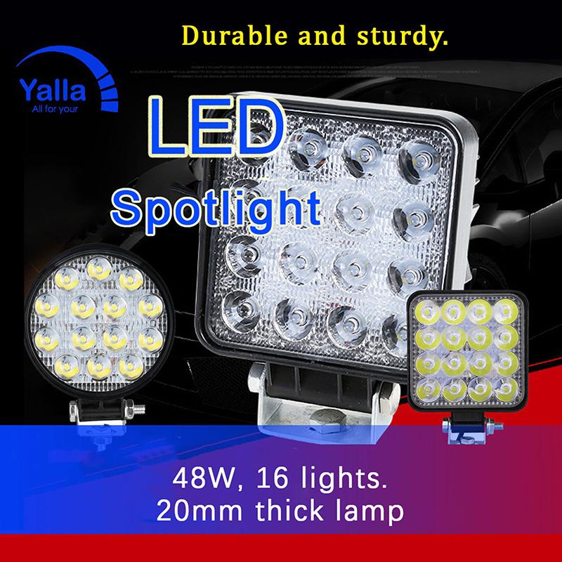 Car Led Bar Worklight Mini 16Smd Round Square Work Light 12V Auto Light Fog Lamp Off Road For Atv Suv Spotlight