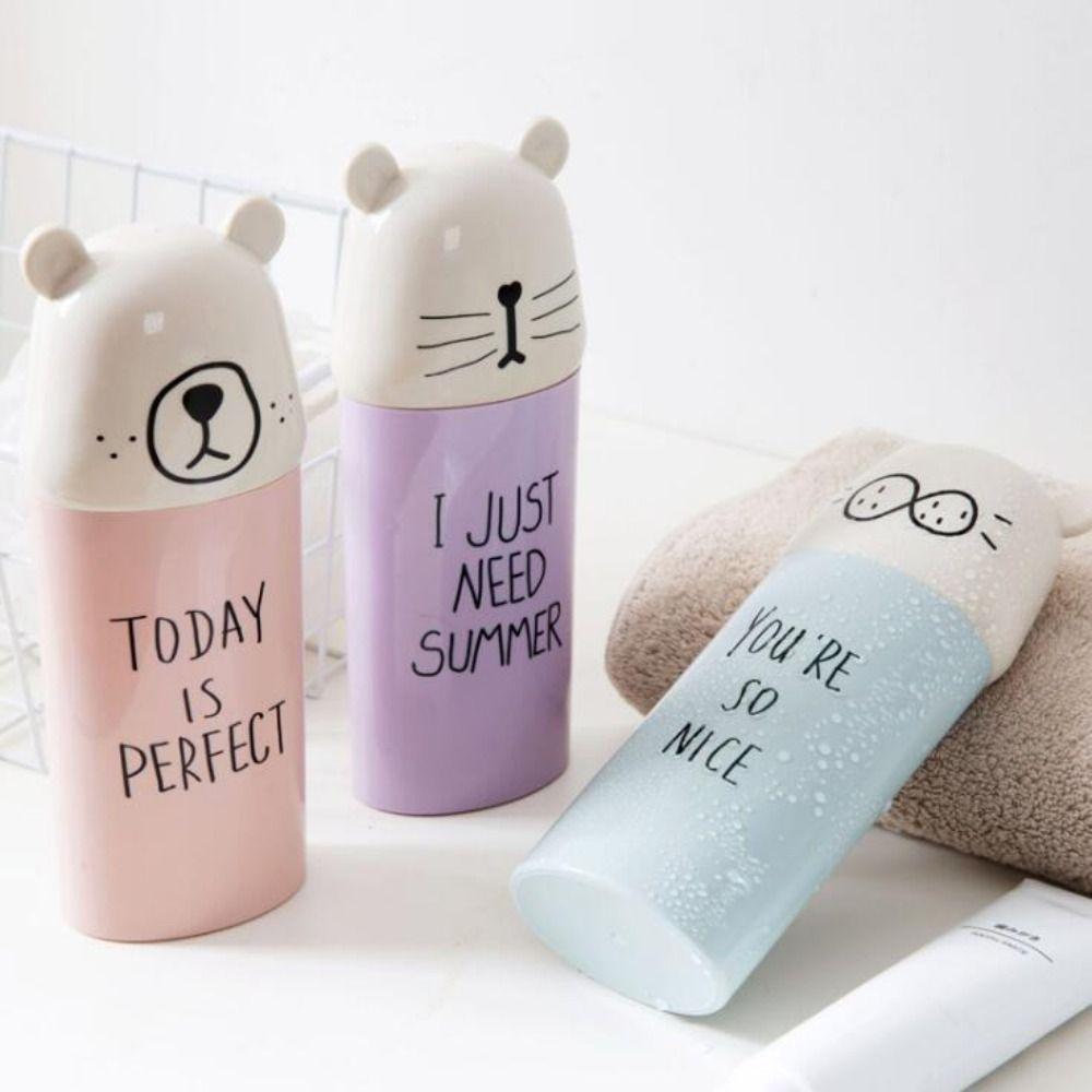 

Cartoon Toothbrush Cups Creative Toiletries Storage Cup Practical Storage Box Camping синий