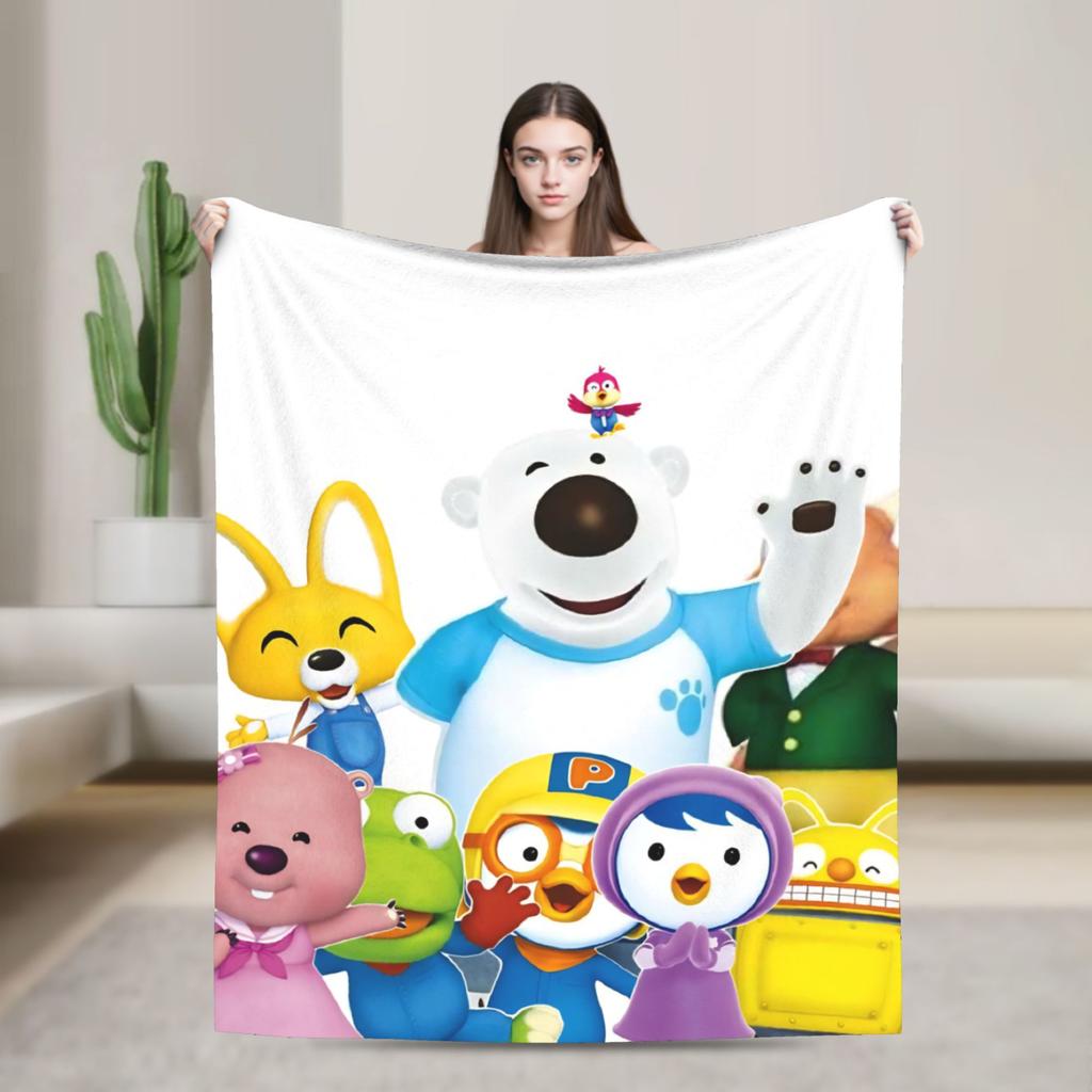 Loopy Pettys Crongs Eddys Pobys Cartoon Fuzzy blanket Pororos Throw blanket for Sofa Bedding Lounge 200x150cm Bedspreads