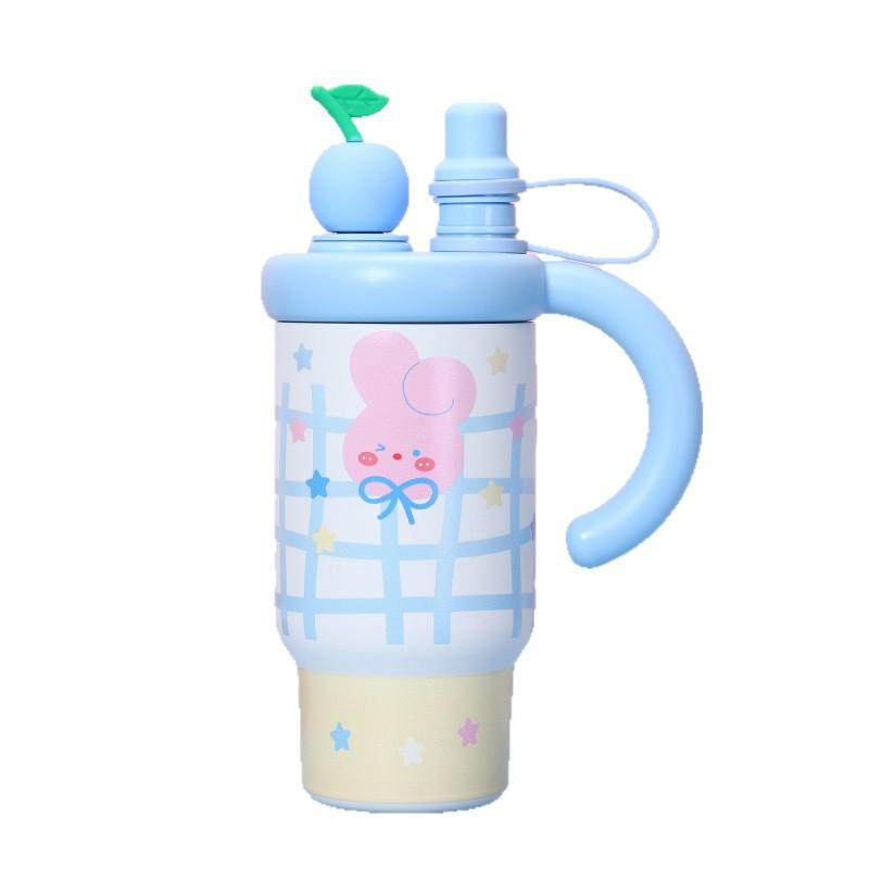 Large 800ml Stainless Steel Insulated Travel Mug With Handle Straw Women Car Use Office Outdoor