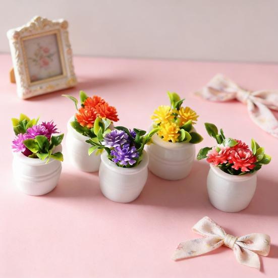 5 st Miniväxter i kruka Miniatyrbonsai-prydnad för dockhus Små Konstgjorda Växter och Blommor för Dockhuslandskap Hantverk