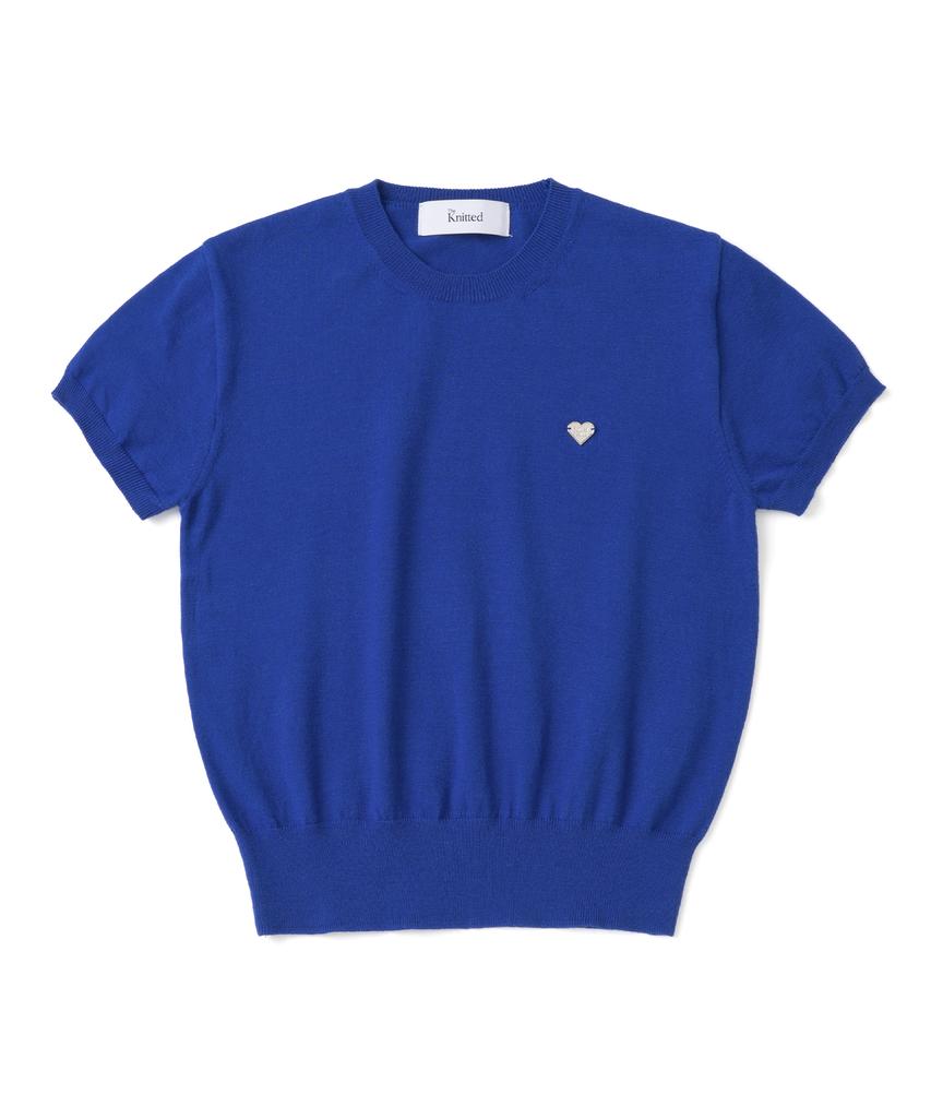 KNITTED (W) Basic Essential Washable Round Short Sleeve Knit Cobalt Blue