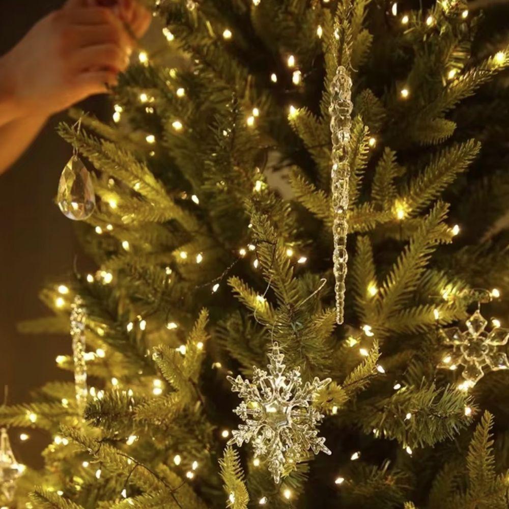 

24pcs Clear Crystal Snowflake Icicle Pendants Acrylic Christmas Tree Decoration Navidad 24Pcs