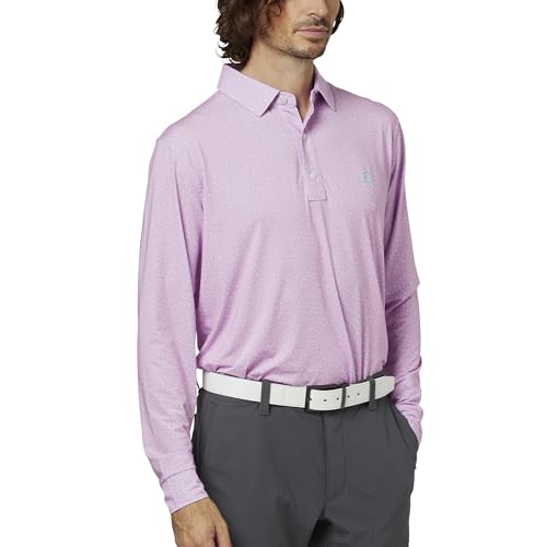 

FootJoy Men s Bird Print Long Sleeve Golf Shirt, Orchid Pink/Ice Water, Size XL (FJ-F25-S11, 38532-XL)