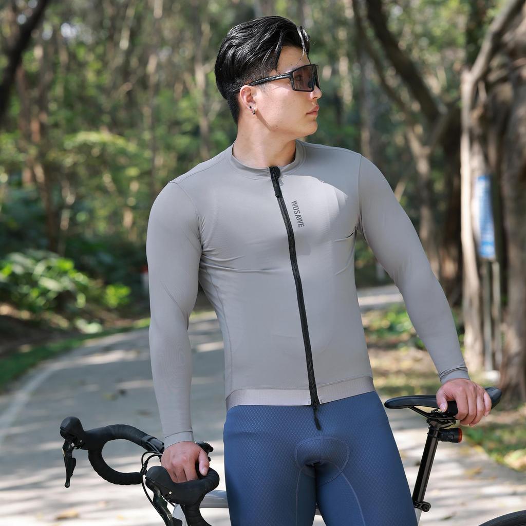 WOSAWE Summer Spring Men's Mountain Road Bike Cycling Jersey Breathable Long Sleeve Commuter Sportswear Cycling Clothing