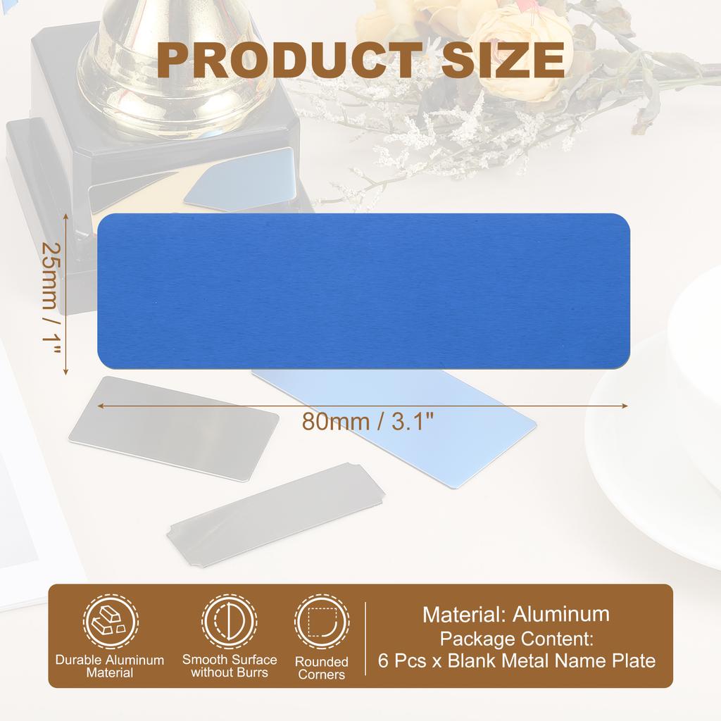 6/12Pcs Blank Engraved Metal Name Plates Laser Strong Adhesive Nameplate Anodized Aluminium Custom Blank Plates Bussness Cards