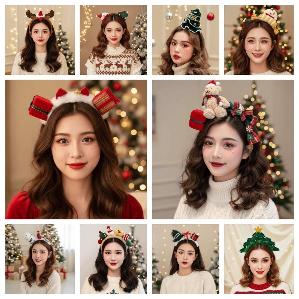 Vibrant Colors Reindeer Hairband Plush Texture Holiday Headwear Winter Celebration
